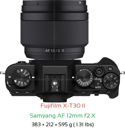 Fujifilm X-T30 II with Samyang AF 12mm f2 X Lens Size