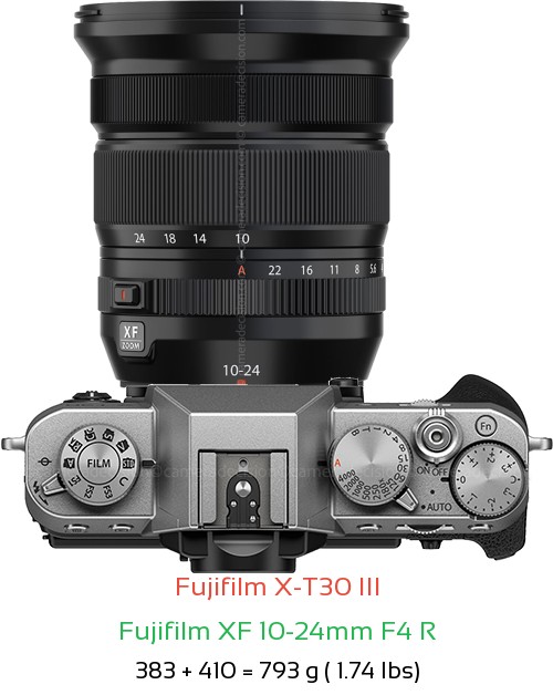 Fujifilm X-T30 III with Fujifilm XF 10-24mm F4 R Lens Size