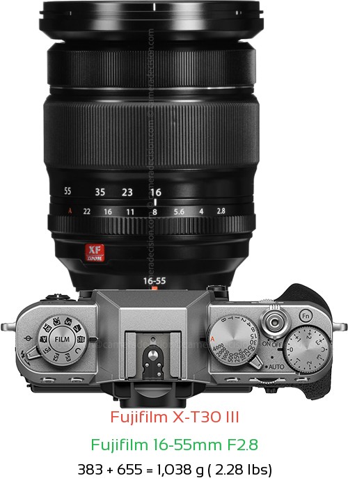 Fujifilm X-T30 III with Fujifilm 16-55mm F2.8 Lens Size