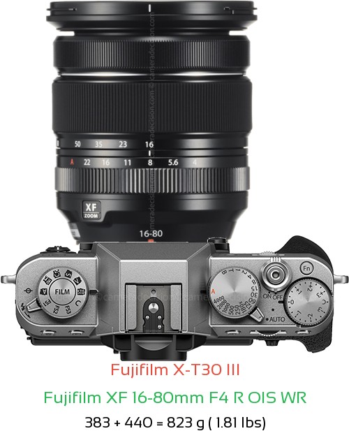 Fujifilm X-T30 III with Fujifilm XF 16-80mm F4 R OIS WR Lens Size