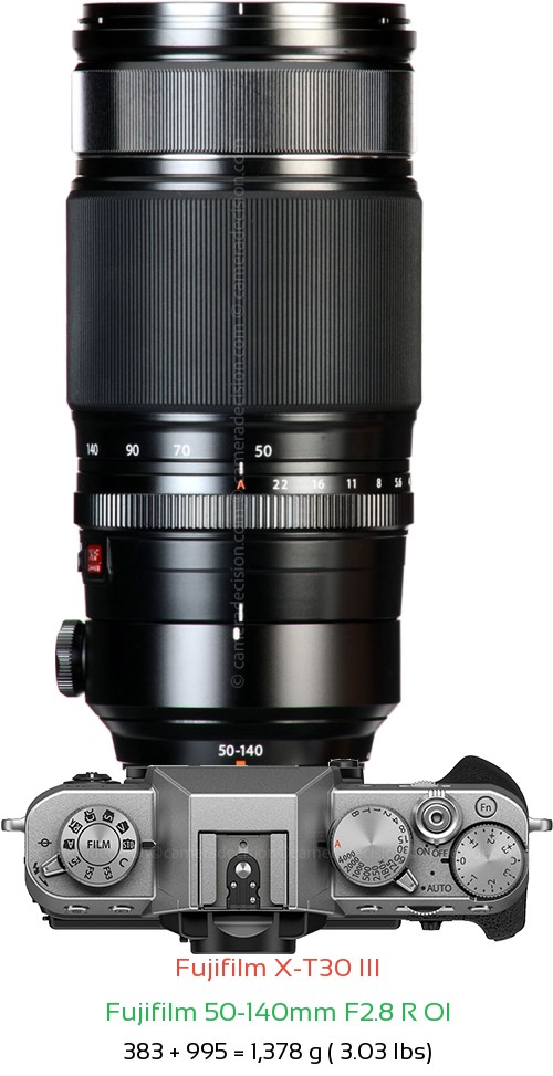 Fujifilm X-T30 III with Fujifilm 50-140mm F2.8 R OI Lens Size