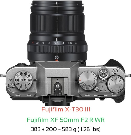 Fujifilm X-T30 III with Fujifilm XF 50mm F2 R WR Lens Size