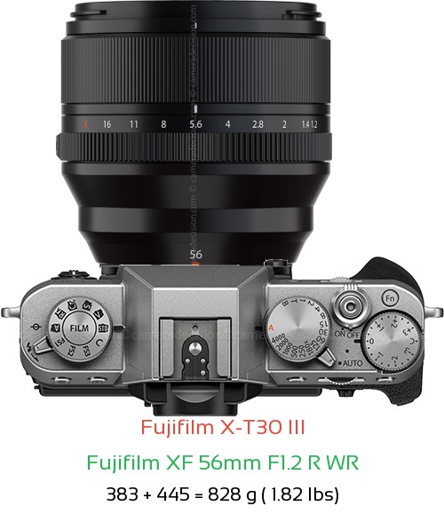 Fujifilm X-T30 III with Fujifilm XF 56mm F1.2 R WR Lens Size