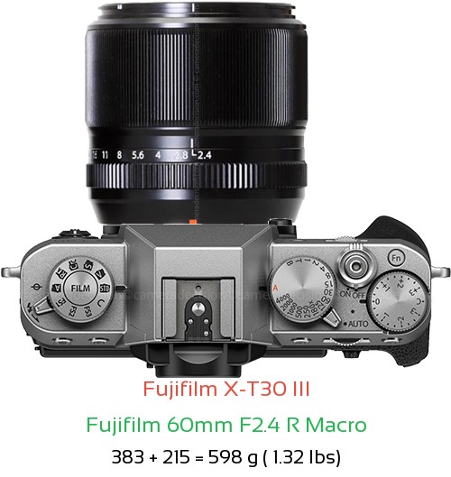 Fujifilm X-T30 III with Fujifilm 60mm F2.4 R Macro Lens Size