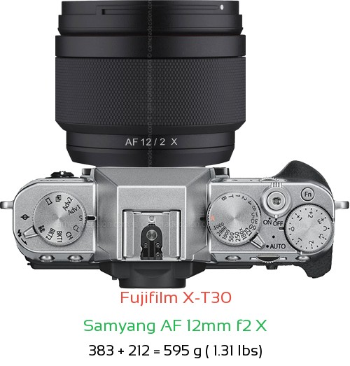 Fujifilm X-T30 with Samyang AF 12mm f2 X Lens Size