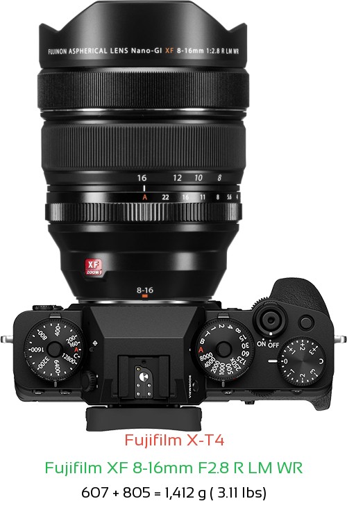 Fujifilm X-T4 with Fujifilm XF 8-16mm F2.8 R LM WR Lens Size