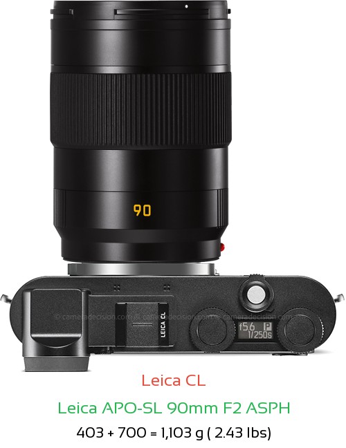 Leica CL with Leica APO-SL 90mm F2 ASPH Lens Size