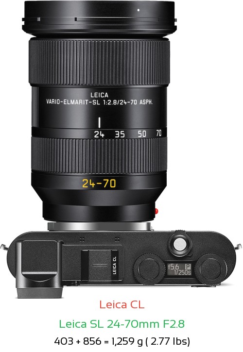 Leica CL with Leica SL 24-70mm F2.8 Lens Size