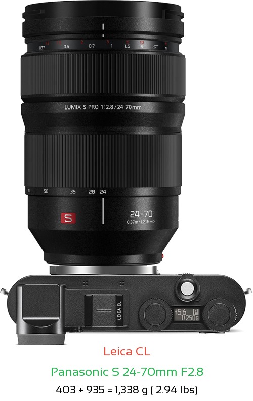 Leica CL with Panasonic S 24-70mm F2.8 Lens Size