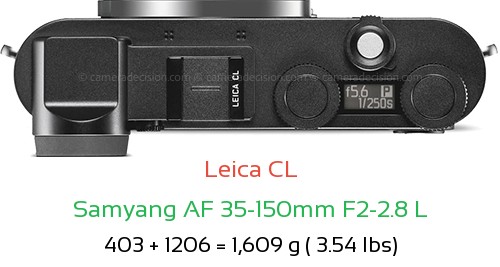 Leica CL with Samyang AF 35-150mm F2-2.8 L Lens Size