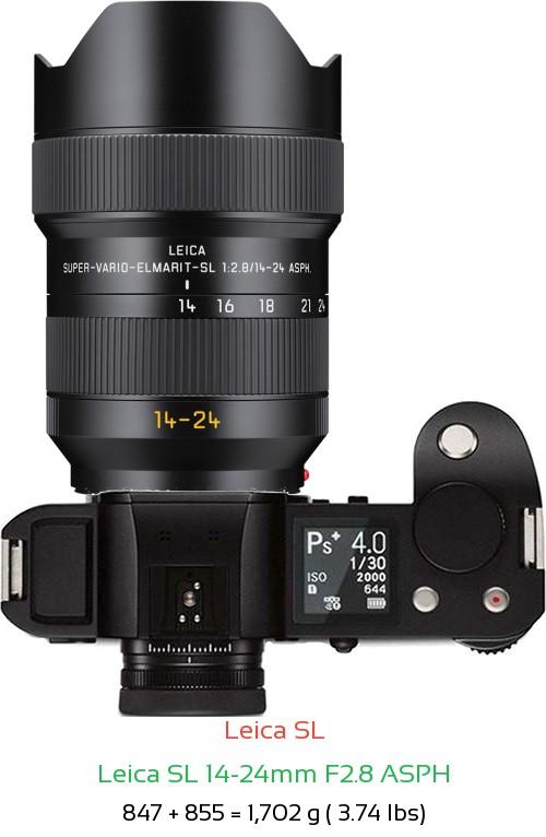 Leica SL with Leica SL 14-24mm F2.8 ASPH Lens Size