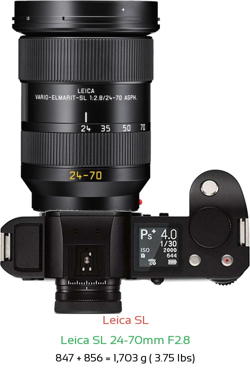 Leica SL with Leica SL 24-70mm F2.8 Lens Size