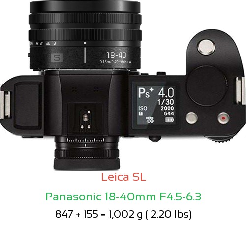 Leica SL with Panasonic 18-40mm F4.5-6.3 Lens Size