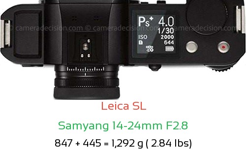 Leica SL with Samyang 14-24mm F2.8 Lens Size