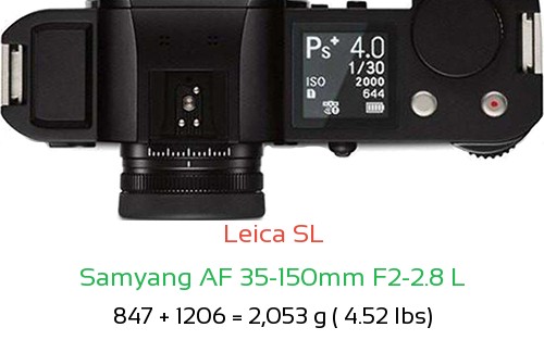 Leica SL with Samyang AF 35-150mm F2-2.8 L Lens Size