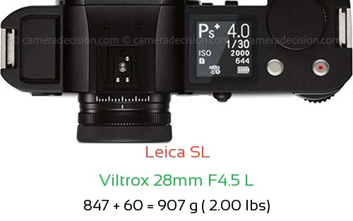 Leica SL with Viltrox 28mm F4.5 L Lens Size
