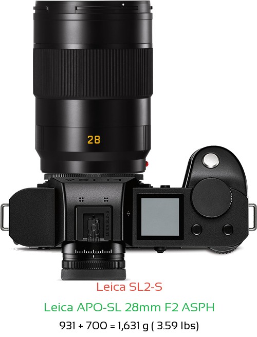 Leica SL2-S with Leica APO-SL 28mm F2 ASPH Lens Size