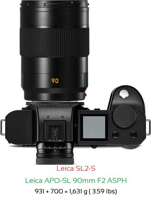Leica SL2-S with Leica APO-SL 90mm F2 ASPH Lens Size
