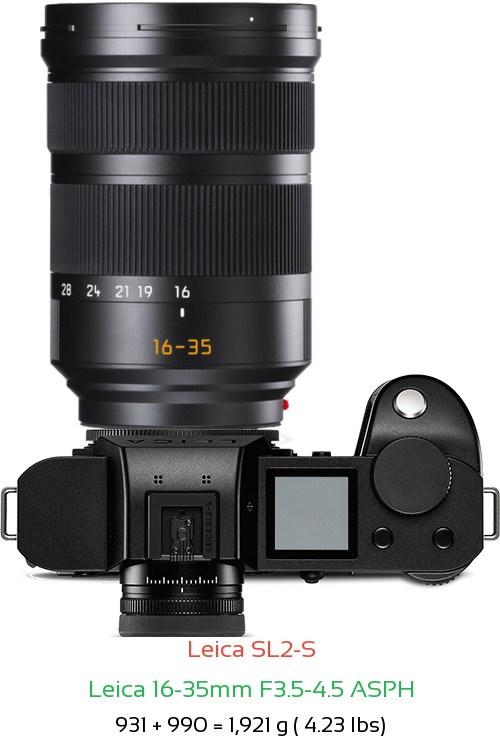 Leica SL2-S with Leica 16-35mm F3.5-4.5 ASPH Lens Size