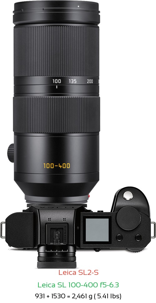 Leica SL2-S with Leica SL 100-400 f5-6.3 Lens Size
