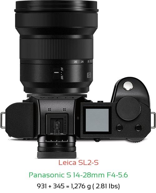 Leica SL2-S with Panasonic S 14-28mm F4-5.6 Lens Size