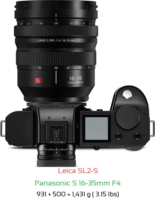 Leica SL2-S with Panasonic S 16-35mm F4 Lens Size