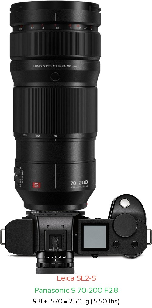 Leica SL2-S with Panasonic S 70-200 F2.8 Lens Size