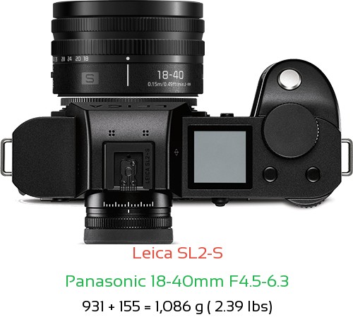 Leica SL2-S with Panasonic 18-40mm F4.5-6.3 Lens Size