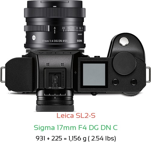 Leica SL2-S with Sigma 17mm F4 DG DN C Lens Size