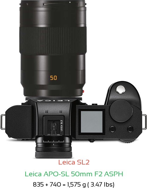 Leica SL2 with Leica APO-SL 50mm F2 ASPH Lens Size