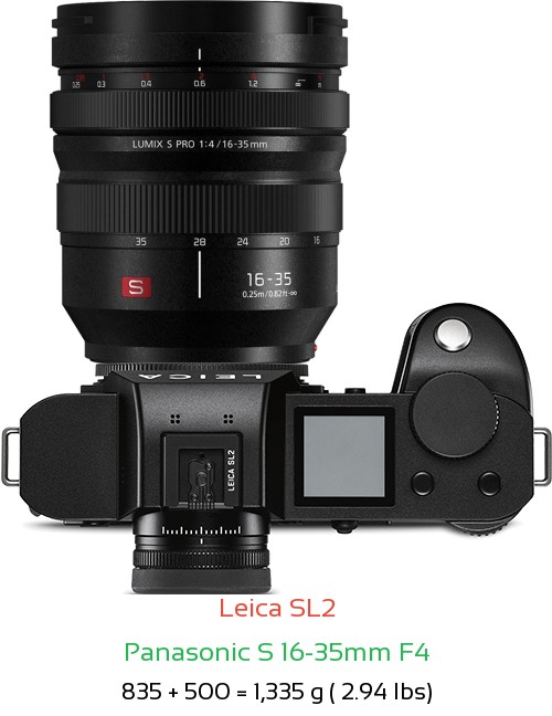 Leica SL2 with Panasonic S 16-35mm F4 Lens Size