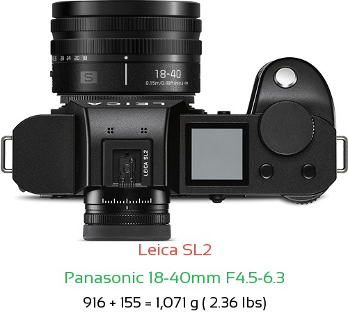 Leica SL2 with Panasonic 18-40mm F4.5-6.3 Lens Size