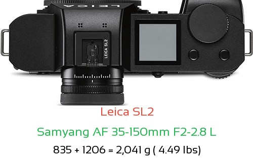 Leica SL2 with Samyang AF 35-150mm F2-2.8 L Lens Size