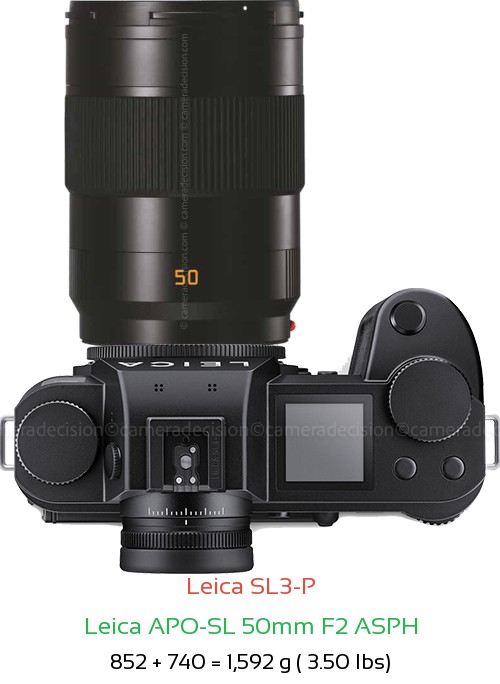 Leica SL3-P with Leica APO-SL 50mm F2 ASPH Lens Size