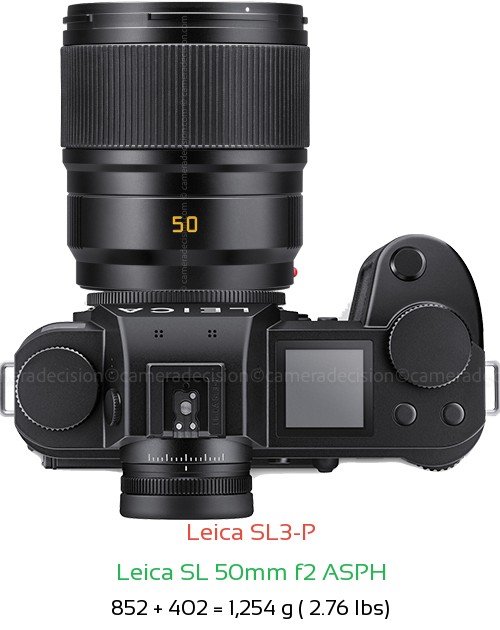 Leica SL3-P with Leica SL 50mm f2 ASPH Lens Size