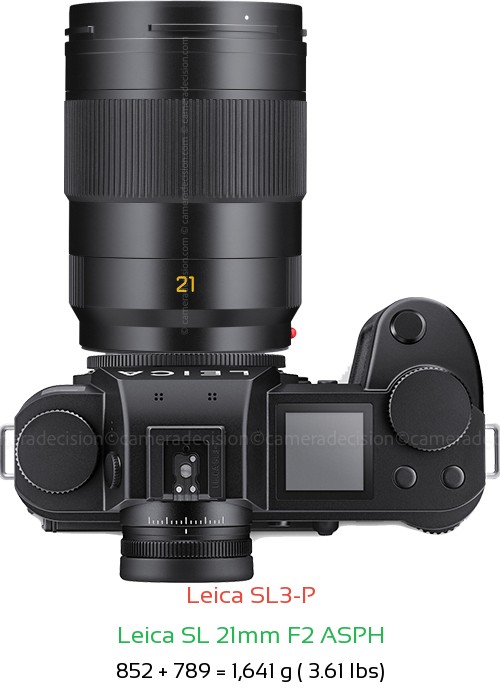 Leica SL3-P with Leica SL 21mm F2 ASPH Lens Size