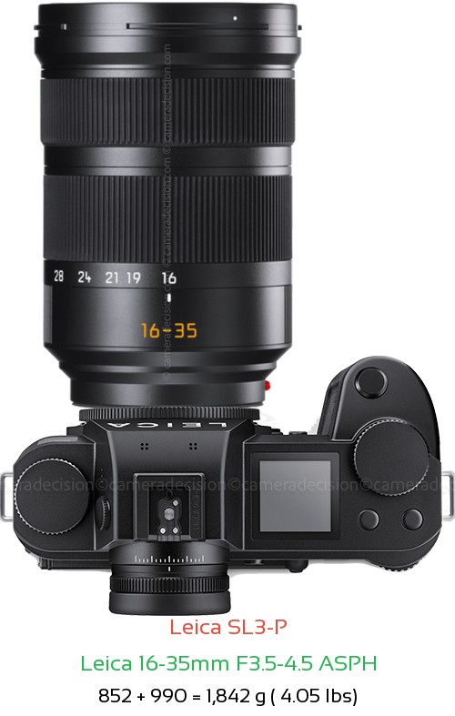 Leica SL3-P with Leica 16-35mm F3.5-4.5 ASPH Lens Size