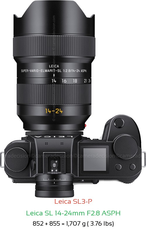 Leica SL3-P with Leica SL 14-24mm F2.8 ASPH Lens Size