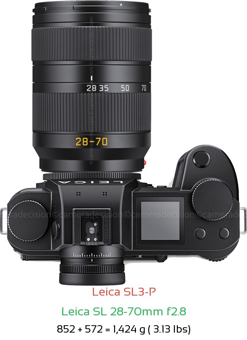 Leica SL3-P with Leica SL 28-70mm f2.8 Lens Size