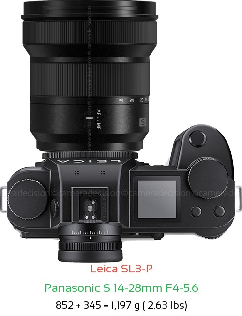 Leica SL3-P with Panasonic S 14-28mm F4-5.6 Lens Size