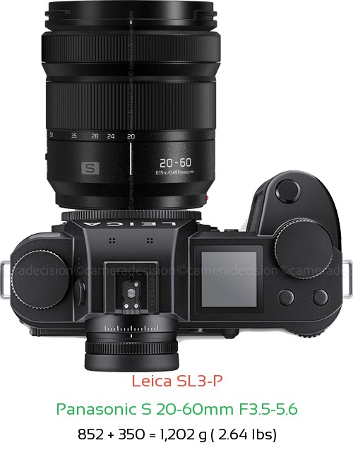 Leica SL3-P with Panasonic S 20-60mm F3.5-5.6 Lens Size