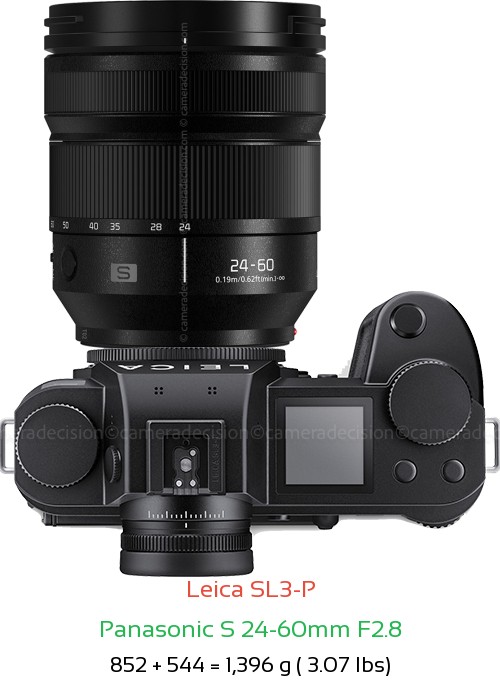 Leica SL3-P with Panasonic S 24-60mm F2.8 Lens Size