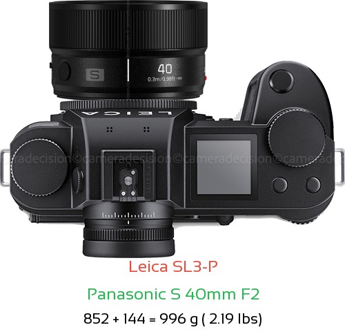 Leica SL3-P with Panasonic S 40mm F2 Lens Size
