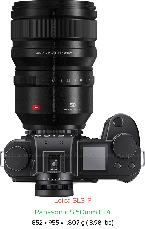 Leica SL3-P with Panasonic S 50mm F1.4 Lens Size