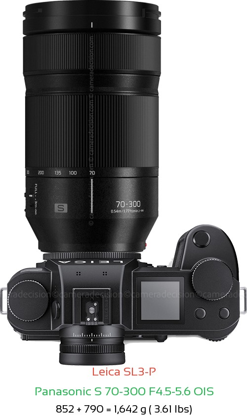 Leica SL3-P with Panasonic S 70-300 F4.5-5.6 OIS Lens Size