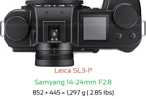 Leica SL3-P with Samyang 14-24mm F2.8 Lens Size