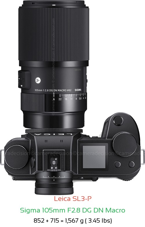 Leica SL3-P with Sigma 105mm F2.8 DG DN Macro Lens Size