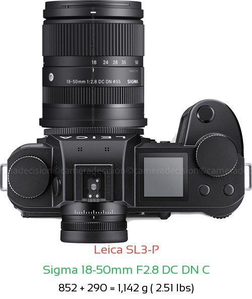 Leica SL3-P with Sigma 18-50mm F2.8 DC DN C Lens Size