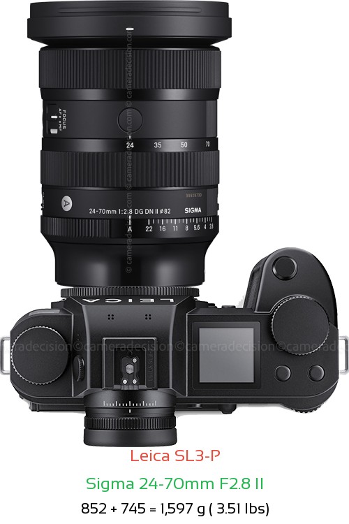 Leica SL3-P with Sigma 24-70mm F2.8 II Lens Size