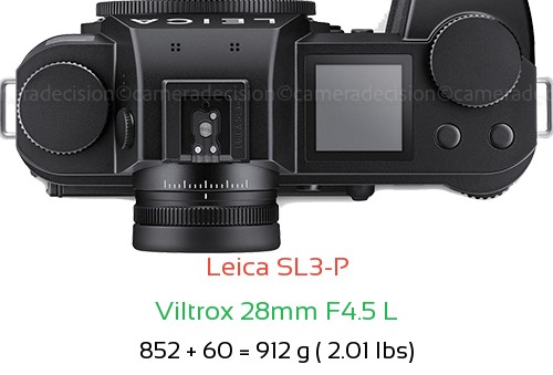 Leica SL3-P with Viltrox 28mm F4.5 L Lens Size